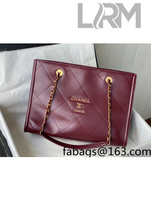 Chanel Calfskin Small Shopping Bag AS2752 Burgundy 2021 TOP