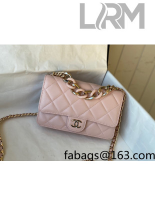 Chanel Lambskin Wallet on Plexi Chain WOC AP2377 Pink 2021