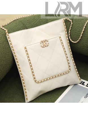 Chanel Calfskin Shopping Bag with Chain AS2973 White 2021
