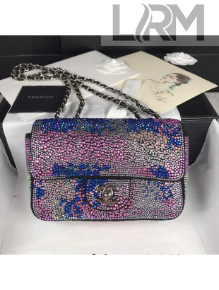 Chanel Crystal Allover Mini Flap Bag Blue/Purple/Silver 2021 