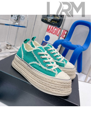 Chanel Canvas Platform Sneakers 5cm Green 2022 030467