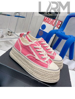 Chanel Canvas Platform Sneakers 5cm Pink 2022 030463