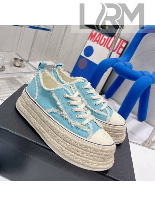 Chanel Canvas Platform Sneakers 5cm Blue 2022 030464