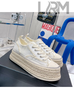 Chanel Canvas Platform Sneakers 5cm White 2022 030466