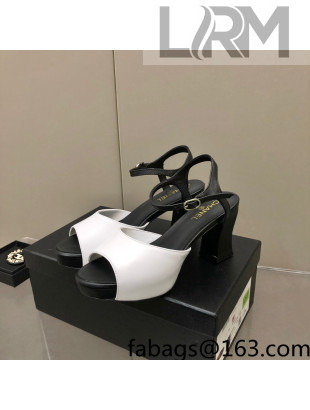 Chanel Lambskin High Heel Sandals White/Black 2022 032197