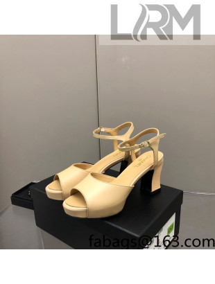 Chanel Lambskin High Heel Sandals Beige 2022 032199