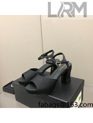 Chanel Grosgrain High Heel Sandals Black 2022 0321100