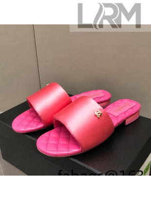 Chanel Satin Flat Slide Sandals G38858 Pink 2022