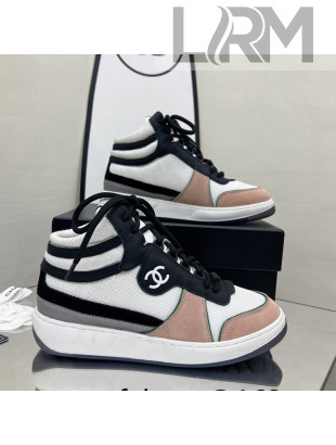 Chanel Fabric, Suede & Calfskin High top Sneakers G38804 White/Nude 2022