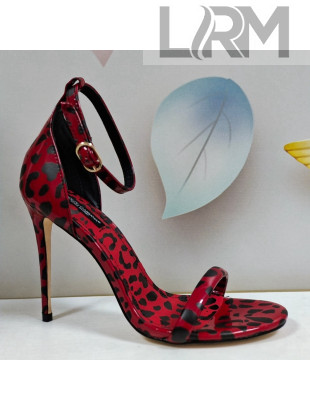Dolce & Gabbana DG Leopard Print Leather Sandals 10.5cm Red 2021 10