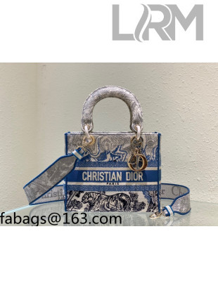 Dior Medium Lady D-Lite Bag in Blue Gradient Toile de Jouy Embroidery 2021 120215