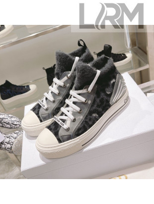 Dior Walk'n'Dior Sneakers in Fur-Effect Knit Printed with Grey Multicolor Mizza Pattern 2021
