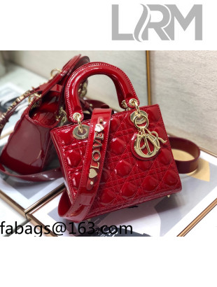 Dior Lady Dior MY ABCDior Small Bag in Cherry Red Patent Leather 2022 69