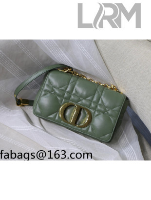 Dior Small Caro Chain Bag in Quilted Macrocannage Calfskin Olive Green 2021