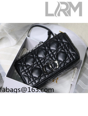 Dior Large Caro Chain Bag in Quilted Macrocannage Calfskin All Black 2021