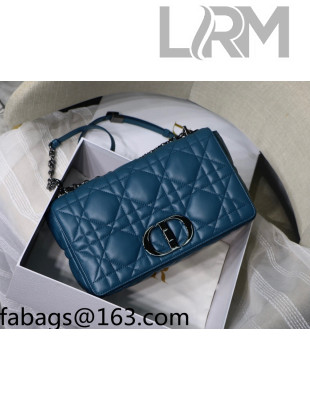 Dior Large Caro Chain Bag in Quilted Macrocannage Calfskin Ocean Blue 2021