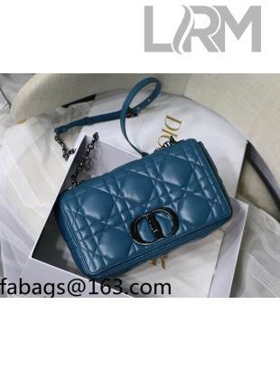 Dior Medium Caro Chain Bag in Quilted Macrocannage Calfskin Ocean Blue 2021