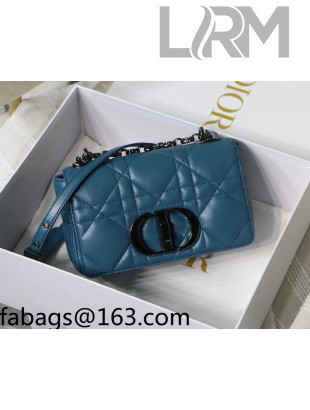 Dior Small Caro Chain Bag in Quilted Macrocannage Calfskin Ocean Blue 2021