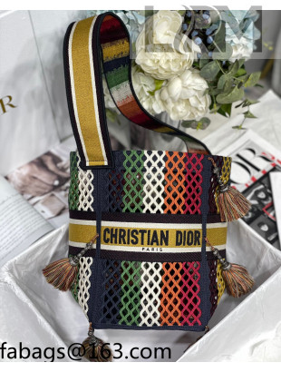 Dior D-Bubble Bucket Bag in Multicolor Mesh Embroidery 2022 59