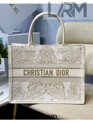 Dior Medium Book Tote Bag in Gold Around the World Stella Embroidery M1286 2022 01