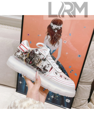 Dior Addict Sneakers in Red Butterfly print Mesh 2022