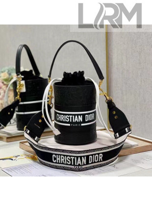 Dior Small Bucket Bag in Oblique Perforated Calfskin Black 2022 6300