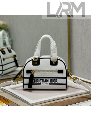 Dior Mini Vibe Zip Bowling Bag in Smooth Calfskin White 2022 6201