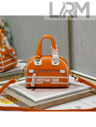 Dior Mini Vibe Zip Bowling Bag in Smooth Calfskin Orange 2022 6201