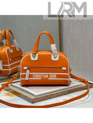 Dior Small Vibe Zip Bowling Bag in Smooth Calfskin Orange 2022 6200
