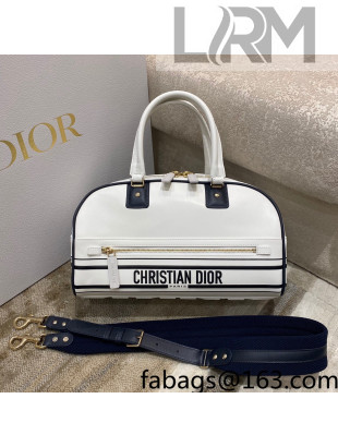 Dior Medium Vibe Zip Bowling Bag in Smooth Calfskin White 2022 M879