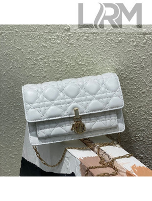 Dior Lady Dior Chain Pouch in Cannage Lambskin White 2022 M68H