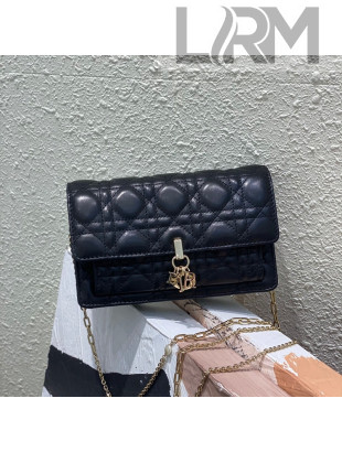 Dior Lady Dior Chain Pouch in Cannage Lambskin Black 2022 M68H