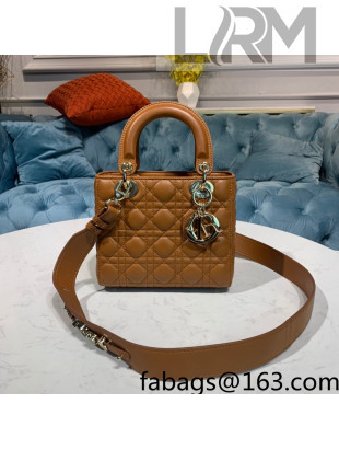 Dior Lady Dior MY ABCDior Small Bag in Cannage Lambskin Caramel Brown 2022 M8013  
