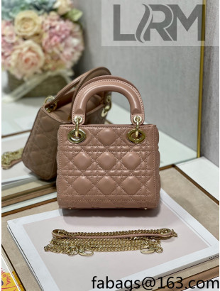 Dior Classic Lady Dior Lambskin Mini Bag Rose Beige/Gold 2022 0505