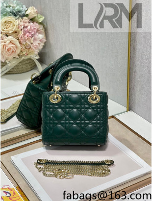 Dior Classic Lady Dior Lambskin Mini Bag Dark Green/Gold 2022 0505