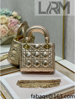 Dior Classic Lady Dior Lambskin Mini Bag Champagne Gold 2022 0505