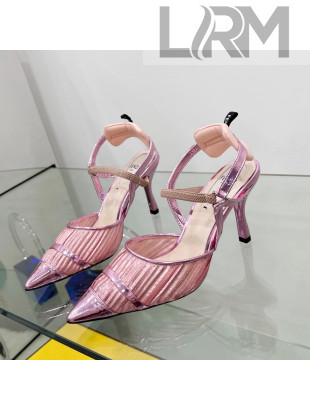 Fendi Colibrì Pleated High Heel Slingback Pumps 8.5cm Pink 2022