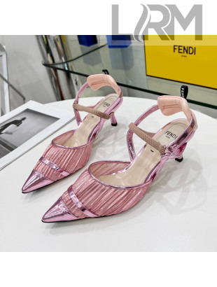 Fendi Colibrì Pleated High Heel Slingback Pumps 5.5cm Pink 2022