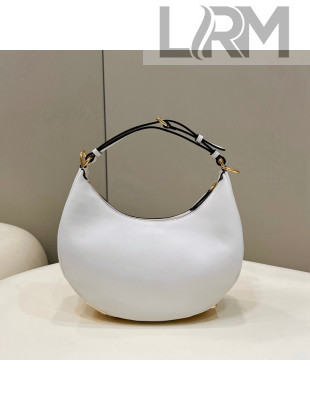 Fendi Fendigraphy Leather Small Hobo Bag with Metal FENDI White 2022