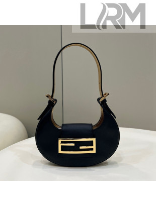 Fendi Cookie Leather Hobo Mini Bag Black 2022 8556
