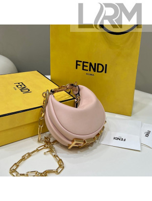 Fendi Nano Fendigraphy Leather Mini Hobo Bag Charm Pink 2022 80056S