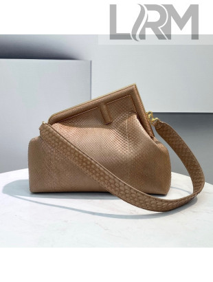 Fendi First Medium Snakeskin Leather Bag Beige 2021 80018L