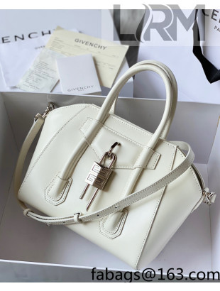 Givenchy Mini Antigona Lock Bag in Box Leather White 2021