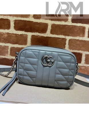 Gucci GG Marmont Geometric Leather Mini Shoulder Bag 634936 Light Grey 2021