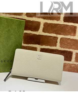 Gucci GG Marmont Zip Around Leather Long Wallet 456117 White 2021 
