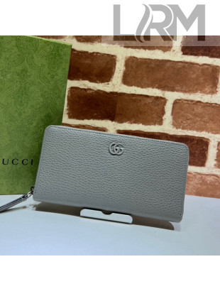 Gucci GG Marmont Zip Around Leather Long Wallet 456117 Grey 2021 