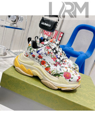 Gucci The Hacker Project Triple S Flora Print Sneakers White 2021 67