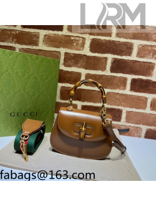 Gucci Leather Mini Top Handle Bag with Bamboo 686864 Brown 2022