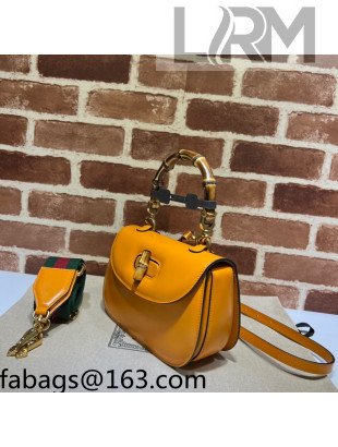 Gucci Leather Small Top Handle Bag with Bamboo ‎675797 Yellow 2022