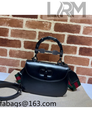 Gucci Leather Small Top Handle Bag with Bamboo ‎675797 Black 2022